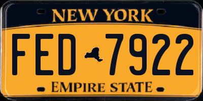 NY license plate FED7922