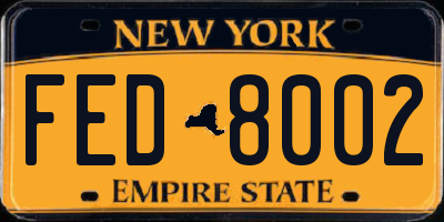 NY license plate FED8002