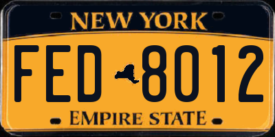 NY license plate FED8012
