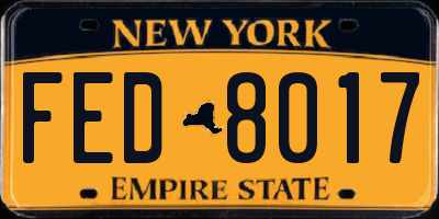 NY license plate FED8017