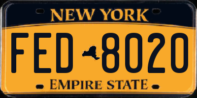 NY license plate FED8020