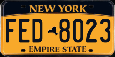 NY license plate FED8023