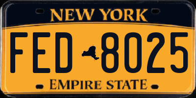 NY license plate FED8025