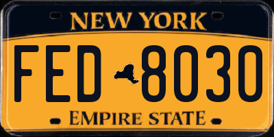 NY license plate FED8030
