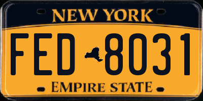 NY license plate FED8031