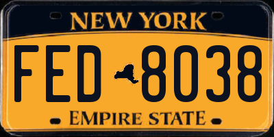 NY license plate FED8038