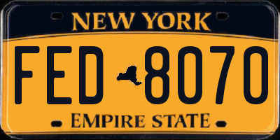 NY license plate FED8070