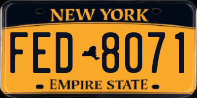 NY license plate FED8071