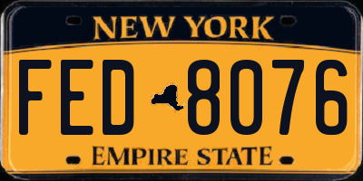 NY license plate FED8076
