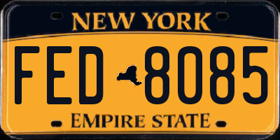 NY license plate FED8085