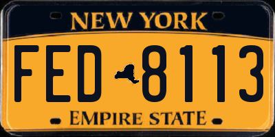 NY license plate FED8113