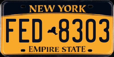 NY license plate FED8303