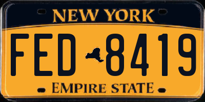 NY license plate FED8419