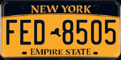 NY license plate FED8505