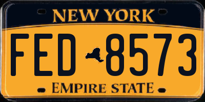 NY license plate FED8573