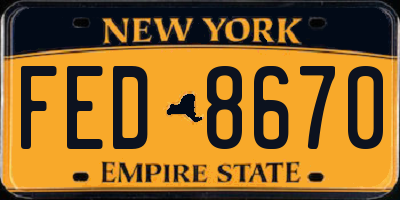 NY license plate FED8670