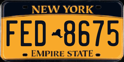NY license plate FED8675