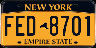 NY license plate FED8701