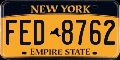 NY license plate FED8762