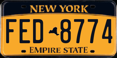 NY license plate FED8774