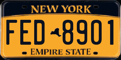 NY license plate FED8901