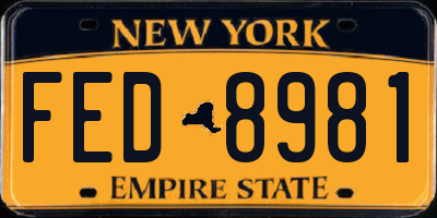 NY license plate FED8981