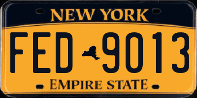 NY license plate FED9013