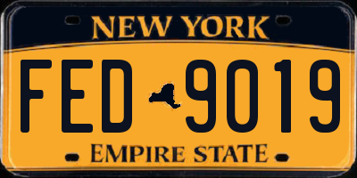 NY license plate FED9019