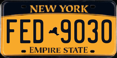 NY license plate FED9030