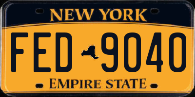 NY license plate FED9040
