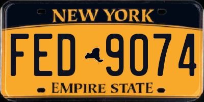 NY license plate FED9074
