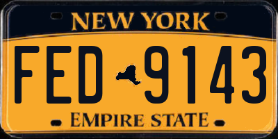NY license plate FED9143