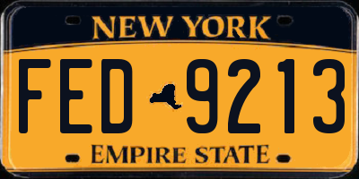 NY license plate FED9213