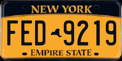 NY license plate FED9219