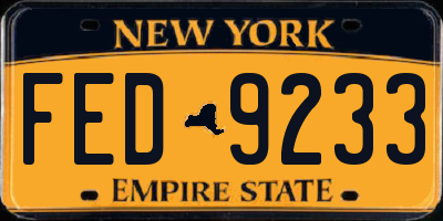 NY license plate FED9233