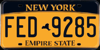 NY license plate FED9285
