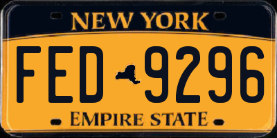 NY license plate FED9296