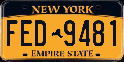 NY license plate FED9481