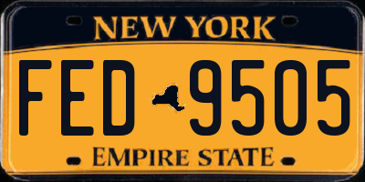 NY license plate FED9505