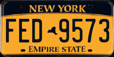 NY license plate FED9573
