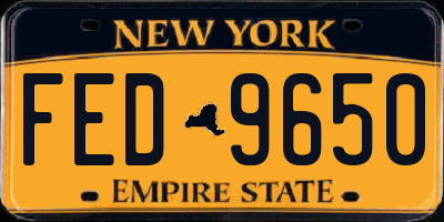 NY license plate FED9650