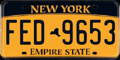 NY license plate FED9653