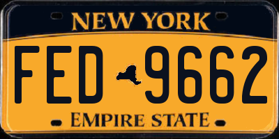 NY license plate FED9662