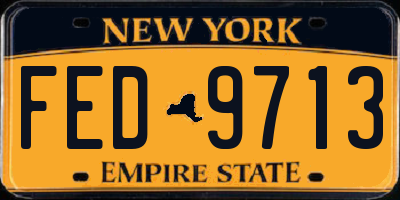 NY license plate FED9713