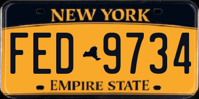 NY license plate FED9734