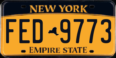 NY license plate FED9773