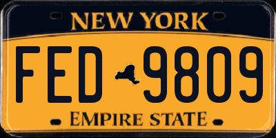 NY license plate FED9809