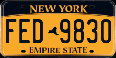 NY license plate FED9830