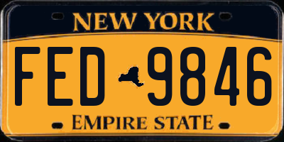 NY license plate FED9846