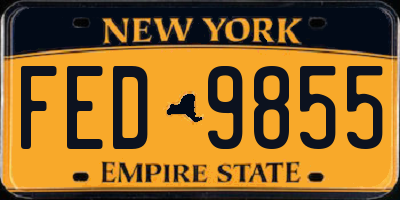 NY license plate FED9855